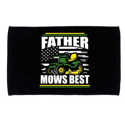 Father Mows Best Funny Lawn Mower American Flag Fathers Day Microfiber Hand Towel