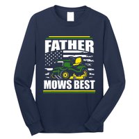 Father Mows Best Funny Lawn Mower American Flag Fathers Day Long Sleeve Shirt