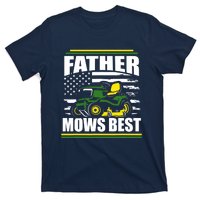 Father Mows Best Funny Lawn Mower American Flag Fathers Day T-Shirt