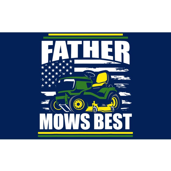 Father Mows Best Funny Lawn Mower American Flag Fathers Day Bumper Sticker