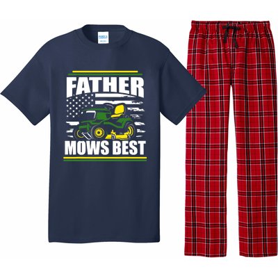 Father Mows Best Funny Lawn Mower American Flag Fathers Day Pajama Set