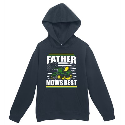 Father Mows Best Funny Lawn Mower American Flag Fathers Day Urban Pullover Hoodie