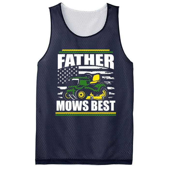 Father Mows Best Funny Lawn Mower American Flag Fathers Day Mesh Reversible Basketball Jersey Tank