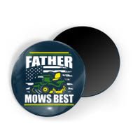 Father Mows Best Funny Lawn Mower American Flag Fathers Day Magnet