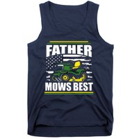 Father Mows Best Funny Lawn Mower American Flag Fathers Day Tank Top