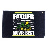 Father Mows Best Funny Lawn Mower American Flag Fathers Day Grommeted Golf Towel