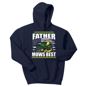 Father Mows Best Funny Lawn Mower American Flag Fathers Day Kids Hoodie