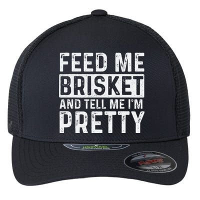 Feed Me Brisket Pitmaster BBQ Lover Smoker Grilling Flexfit Unipanel Trucker Cap