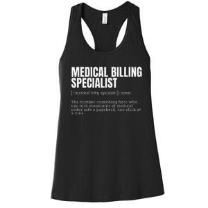 Funny Medical Billing Specialist Definition Women's Racerback Tank