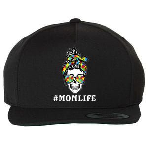 Funny Messy Bun Skeleton Mom Life Autism Awareness Day Meaningful Gift Wool Snapback Cap