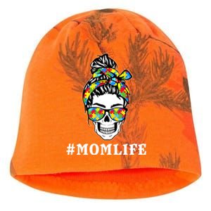 Funny Messy Bun Skeleton Mom Life Autism Awareness Day Meaningful Gift Kati - Camo Knit Beanie