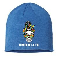 Funny Messy Bun Skeleton Mom Life Autism Awareness Day Meaningful Gift Sustainable Beanie