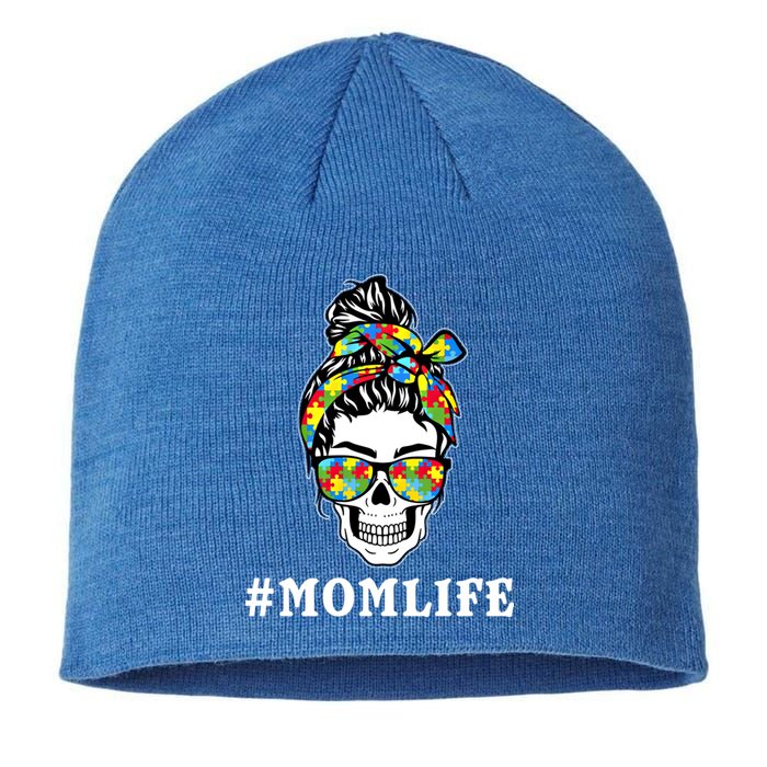 Funny Messy Bun Skeleton Mom Life Autism Awareness Day Meaningful Gift Sustainable Beanie