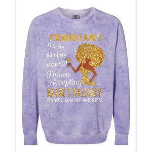 February My Birthday Month Gold Glitter Black Afro Gift Colorblast Crewneck Sweatshirt