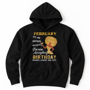 February My Birthday Month Gold Glitter Black Afro Gift Hoodie