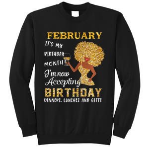 February My Birthday Month Gold Glitter Black Afro Gift Sweatshirt