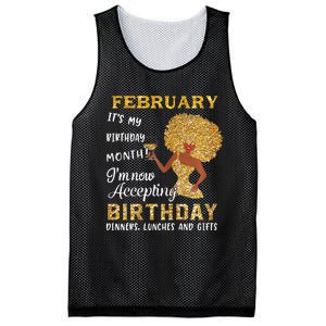 February My Birthday Month Gold Glitter Black Afro Gift Mesh Reversible Basketball Jersey Tank