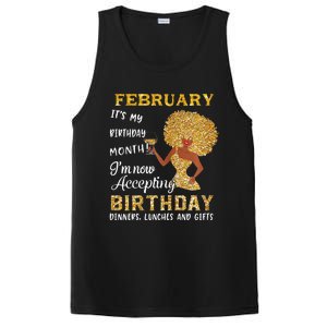 February My Birthday Month Gold Glitter Black Afro Gift PosiCharge Competitor Tank