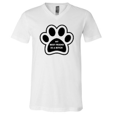 Funny My Best Friend Is A Bitch! Dog Lover V-Neck T-Shirt