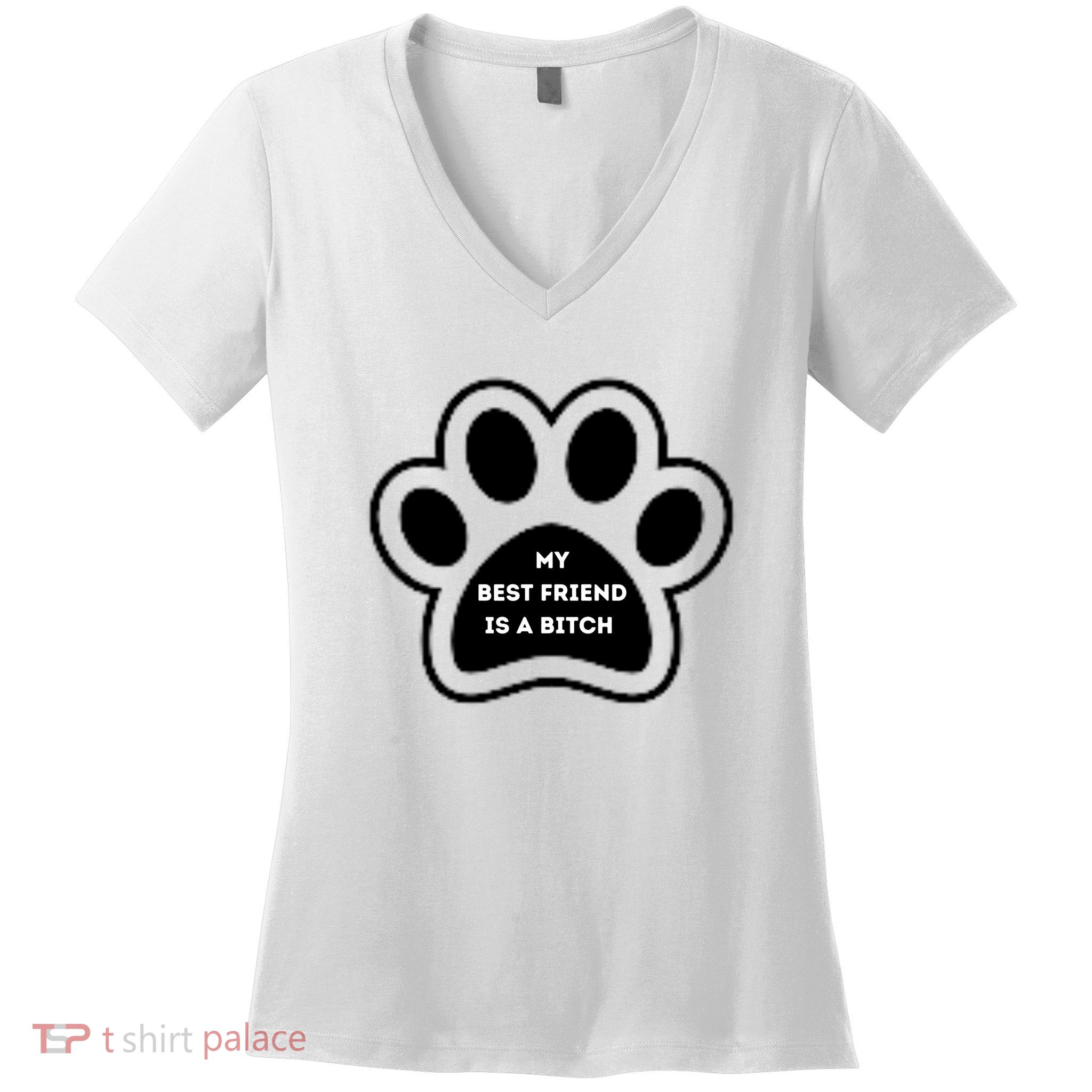 Funny My Best Friend Is A Bitch! Dog Lover Women's V-Neck T-Shirt
