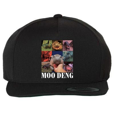 Funny Moodeng Baby Pygmy Hippo Cute Zoo For Family Wool Snapback Cap