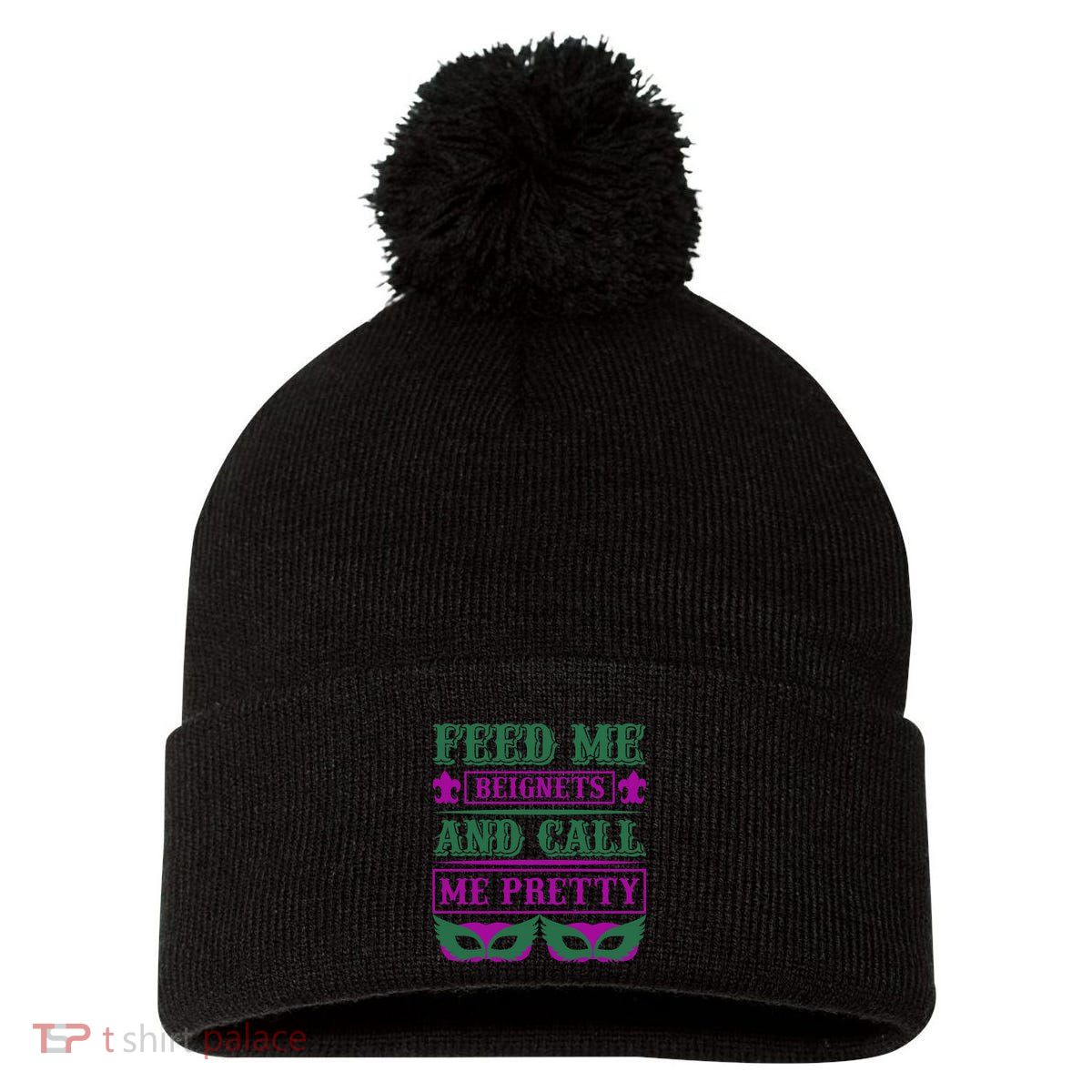 Feed Me Beignets And Call Me Pretty Pom Pom 12in Knit Beanie