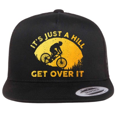 Funny Mountain Biking Art For Women Trail Mountain Bike Flat Bill Trucker Hat