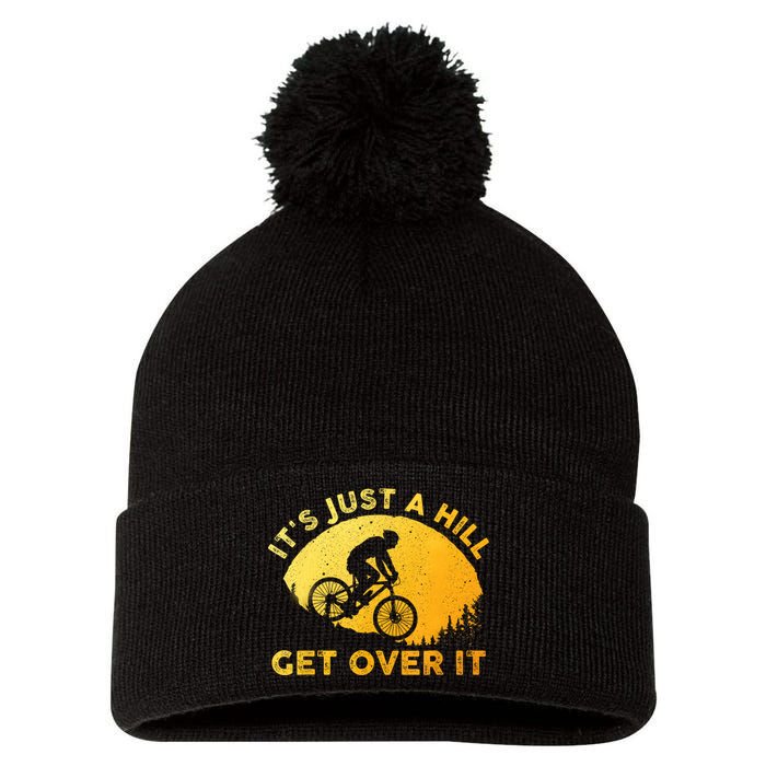 Funny Mountain Biking Art For Women Trail Mountain Bike Pom Pom 12in Knit Beanie