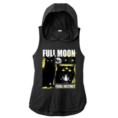 Full Moon Black Cat Transformation Ladies PosiCharge Tri-Blend Wicking Draft Hoodie Tank