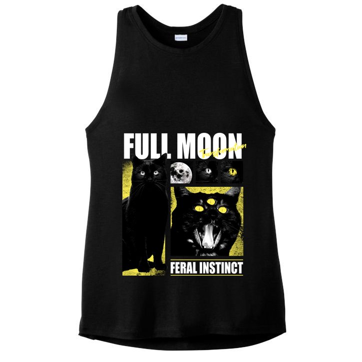Full Moon Black Cat Transformation Ladies PosiCharge Tri-Blend Wicking Tank