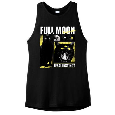 Full Moon Black Cat Transformation Ladies PosiCharge Tri-Blend Wicking Tank