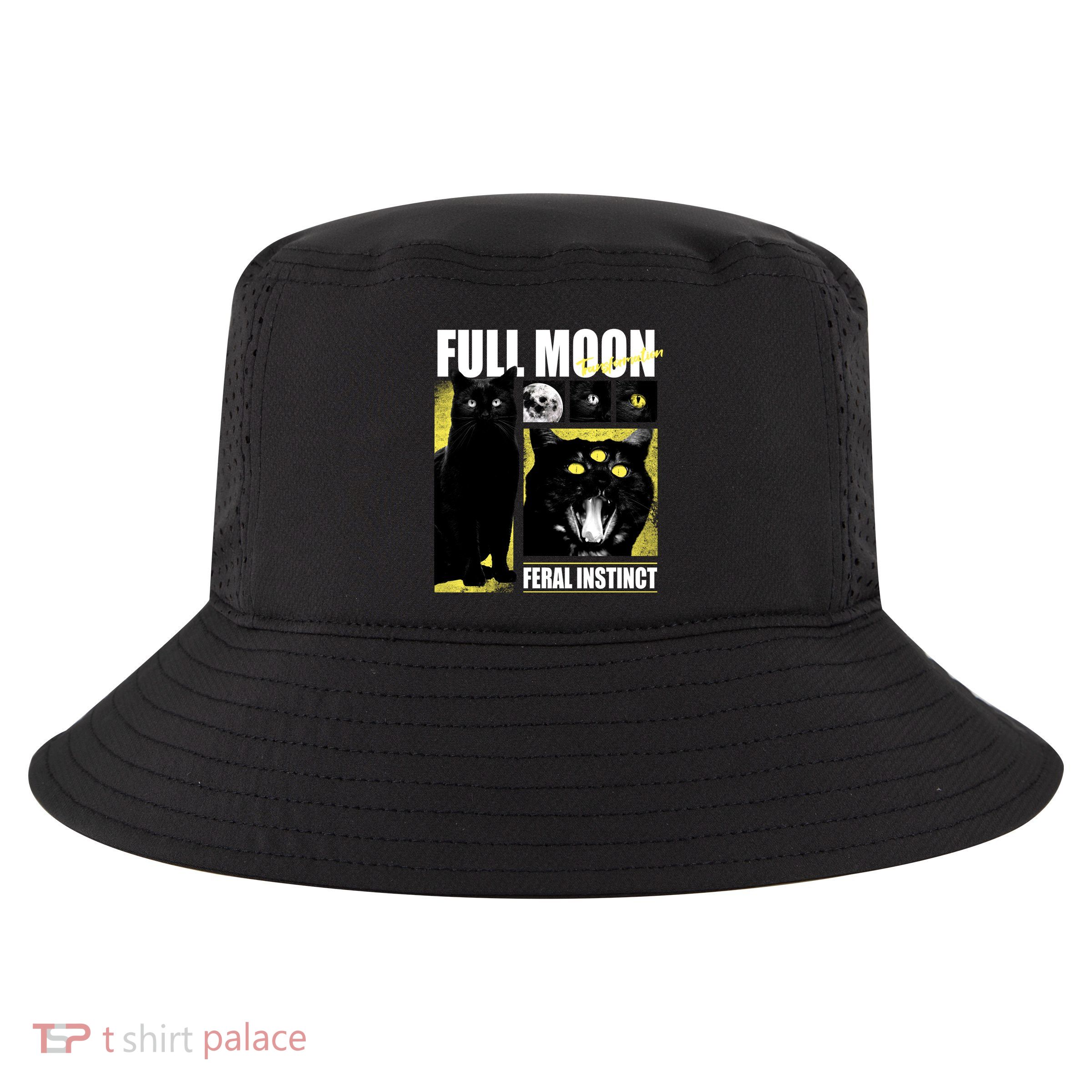 Full Moon Black Cat Transformation Cool Comfort Performance Bucket Hat