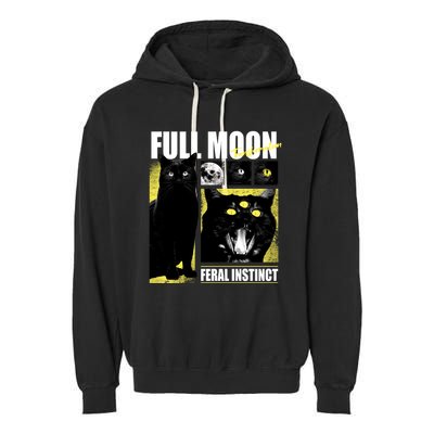 Full Moon Black Cat Transformation Garment-Dyed Fleece Hoodie