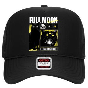 Full Moon Black Cat Transformation High Crown Mesh Back Trucker Hat