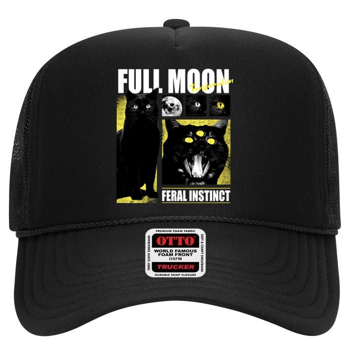 Full Moon Black Cat Transformation High Crown Mesh Back Trucker Hat