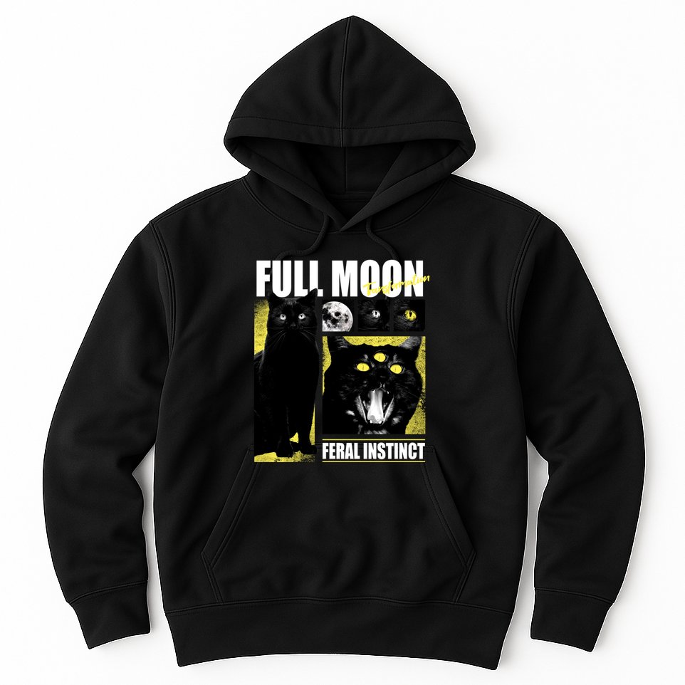 Full Moon Black Cat Transformation Hoodie