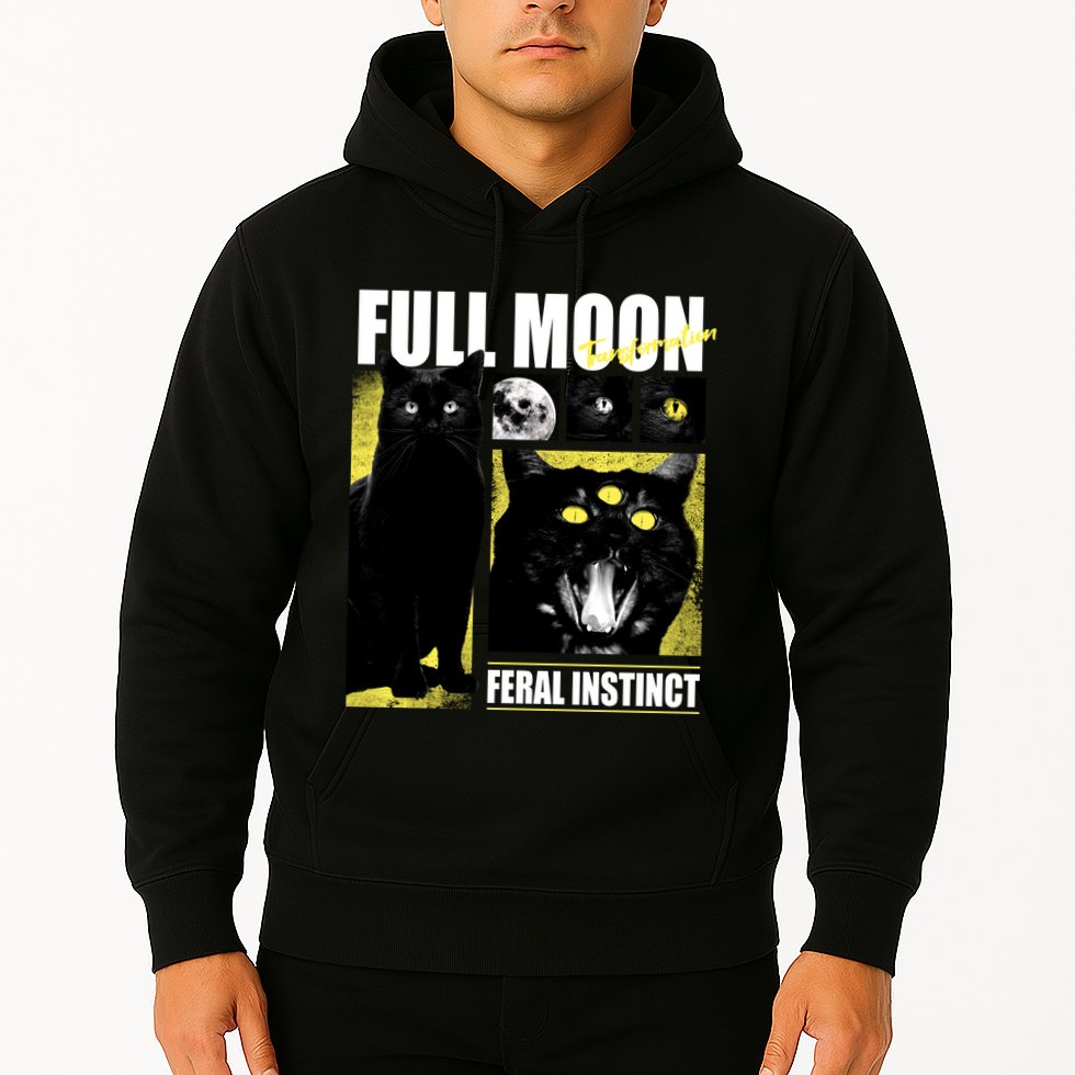 Full Moon Black Cat Transformation Hoodie