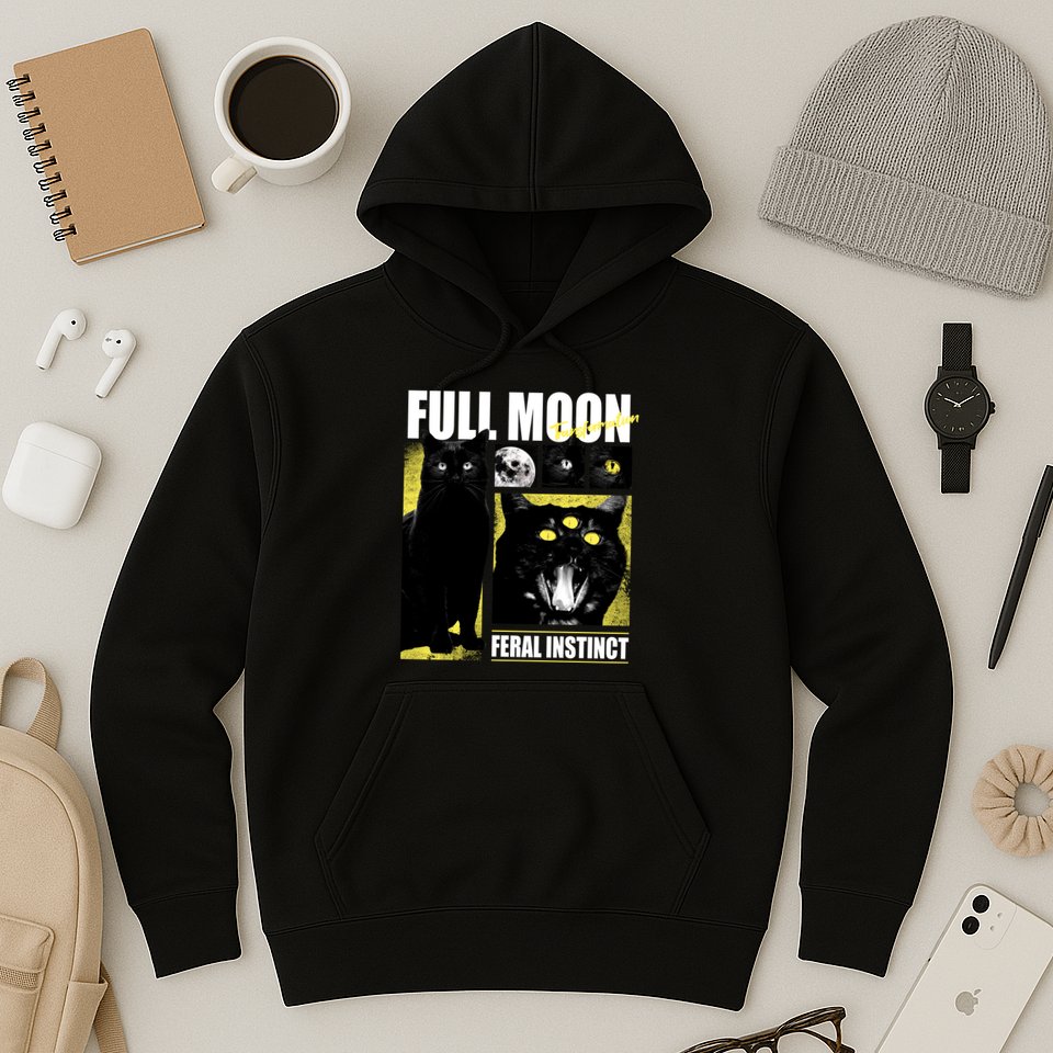 Full Moon Black Cat Transformation Hoodie