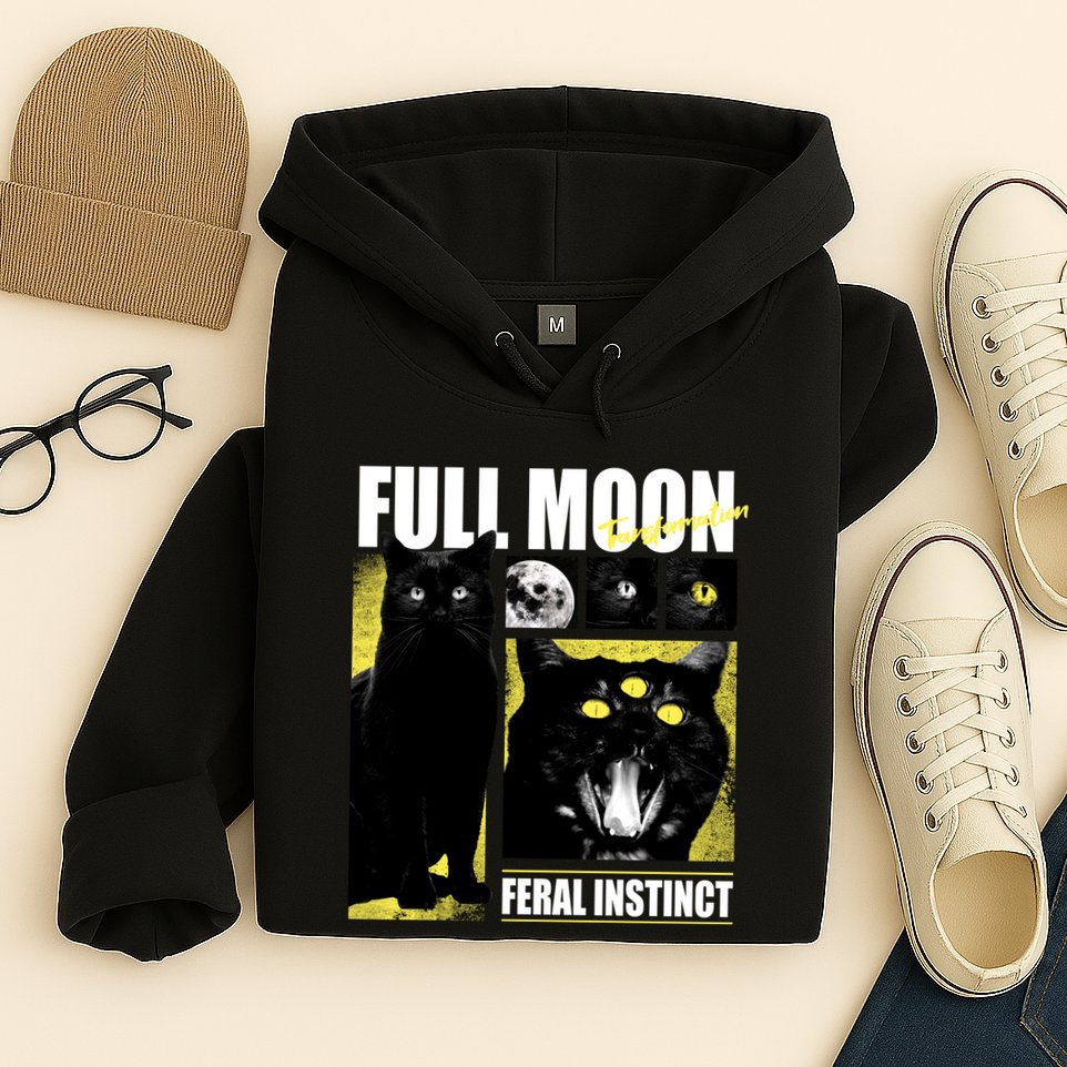 Full Moon Black Cat Transformation Hoodie