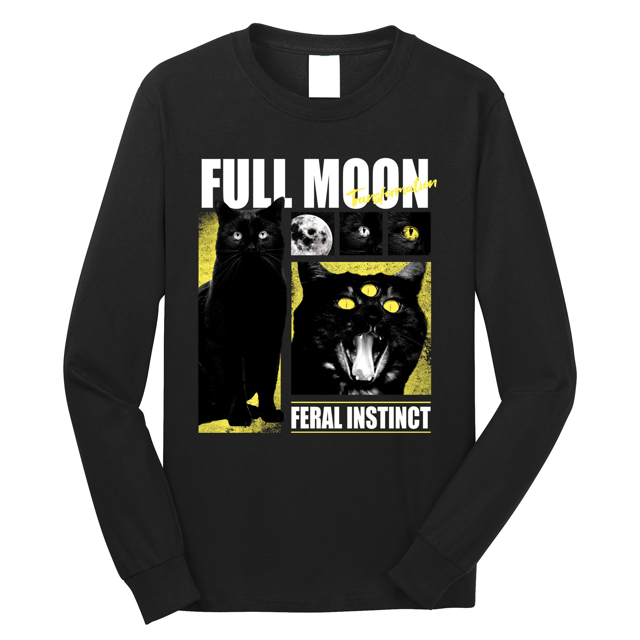 Full Moon Black Cat Transformation Long Sleeve Shirt