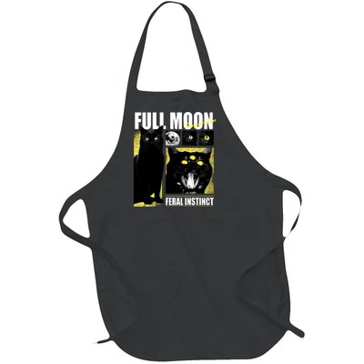 Full Moon Black Cat Transformation Full-Length Apron With Pockets