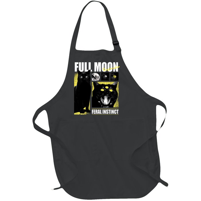 Full Moon Black Cat Transformation Full-Length Apron With Pockets