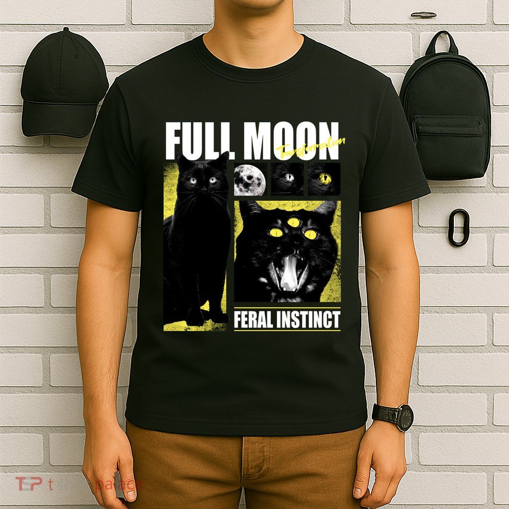 Full Moon Black Cat Transformation T-Shirt