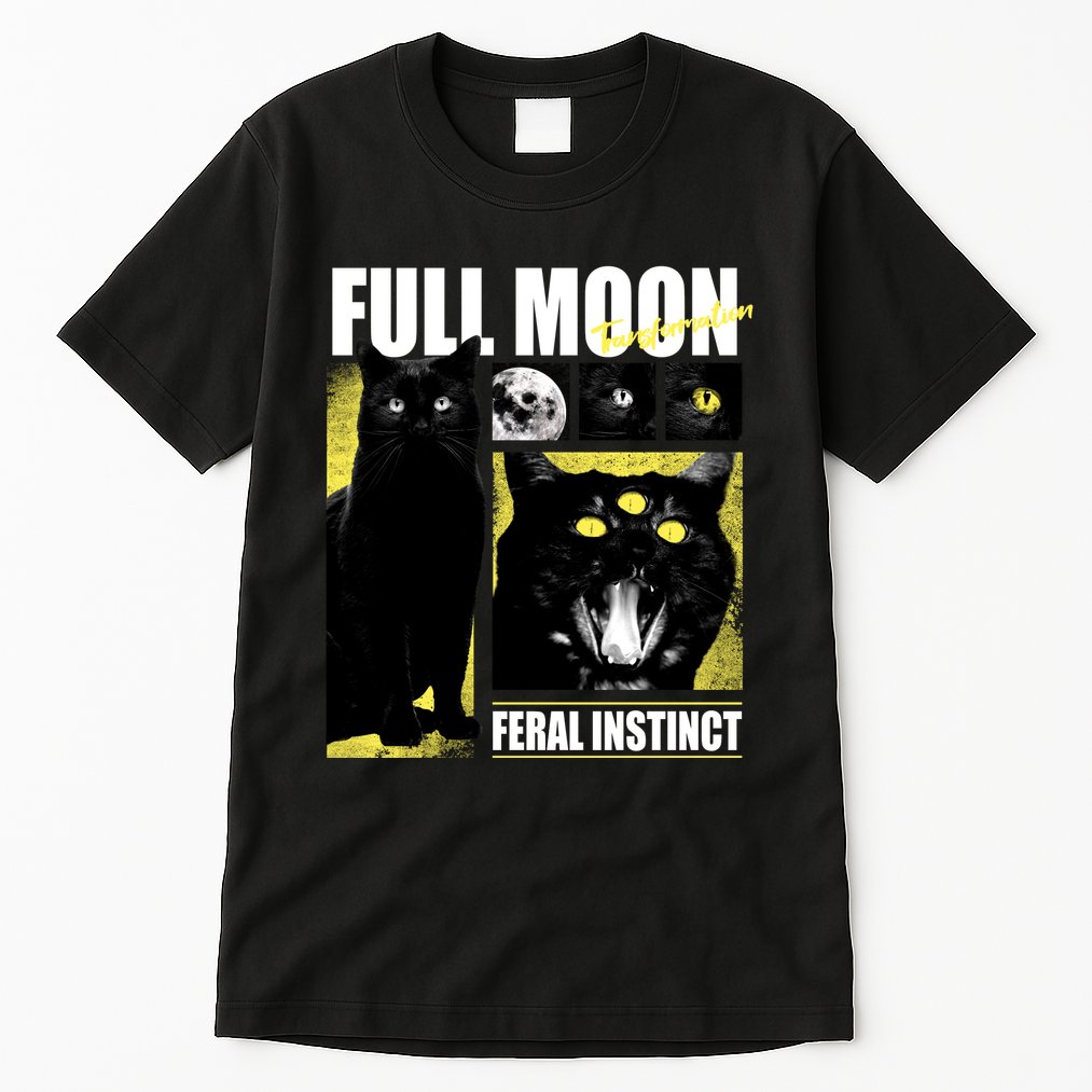 Full Moon Black Cat Transformation Tall T-Shirt