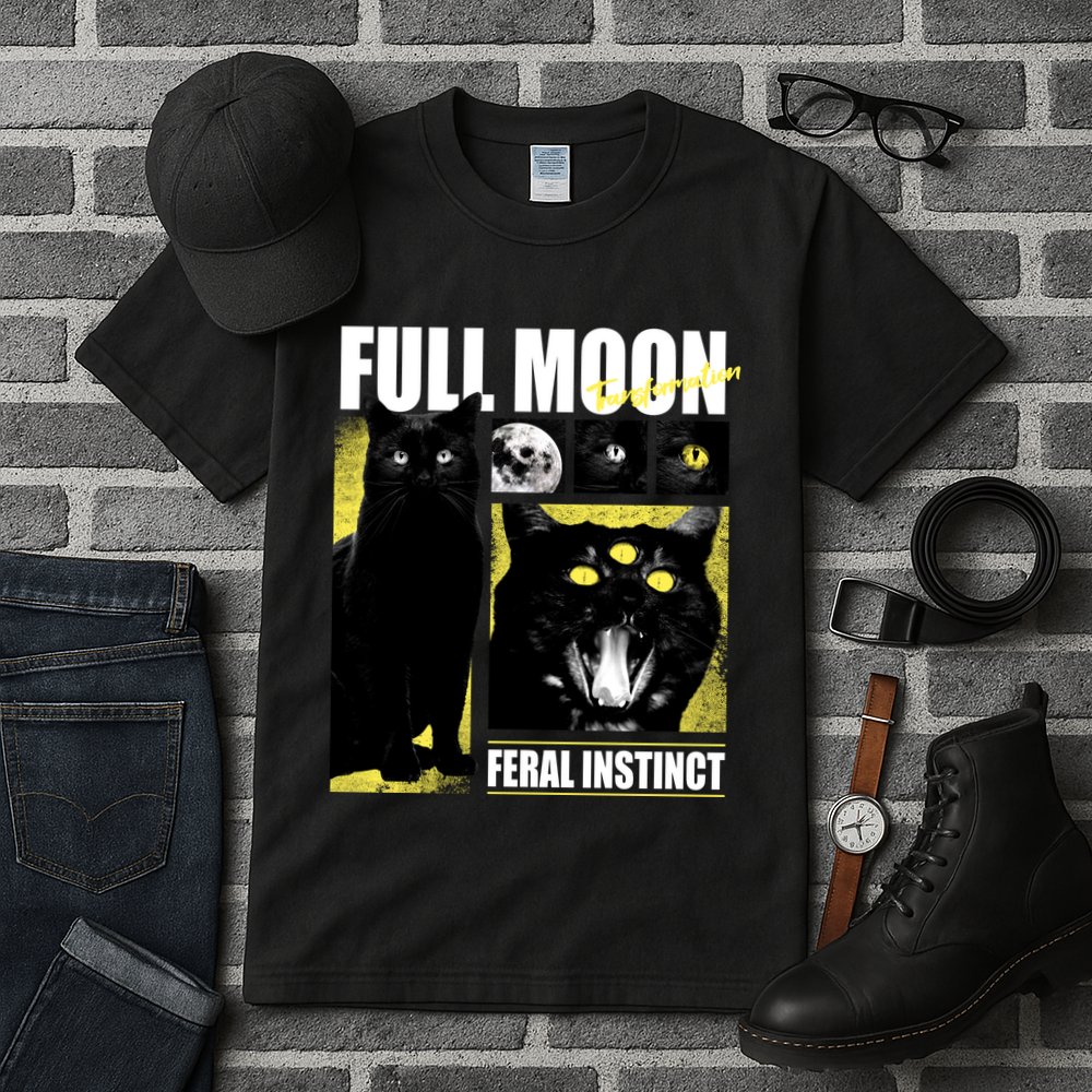 Full Moon Black Cat Transformation Tall T-Shirt