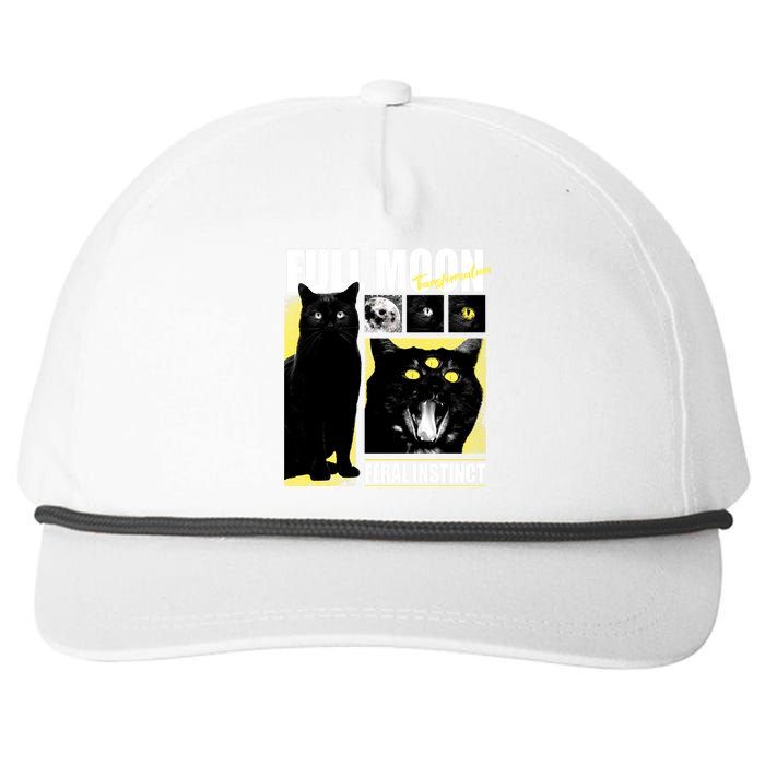 Full Moon Black Cat Transformation Snapback Five-Panel Rope Hat