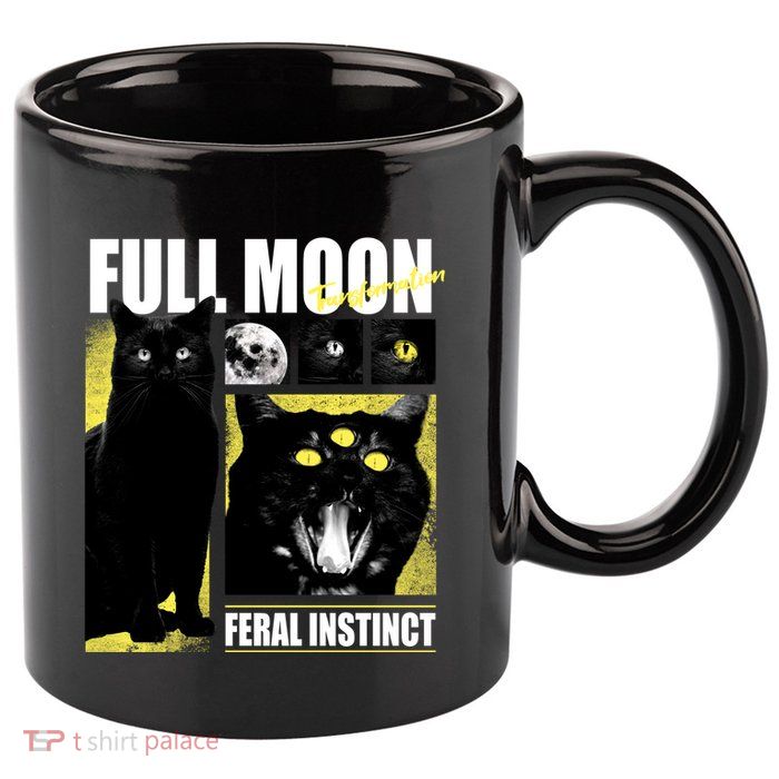 Full Moon Black Cat Transformation 11oz C Handle Ceramic Mug