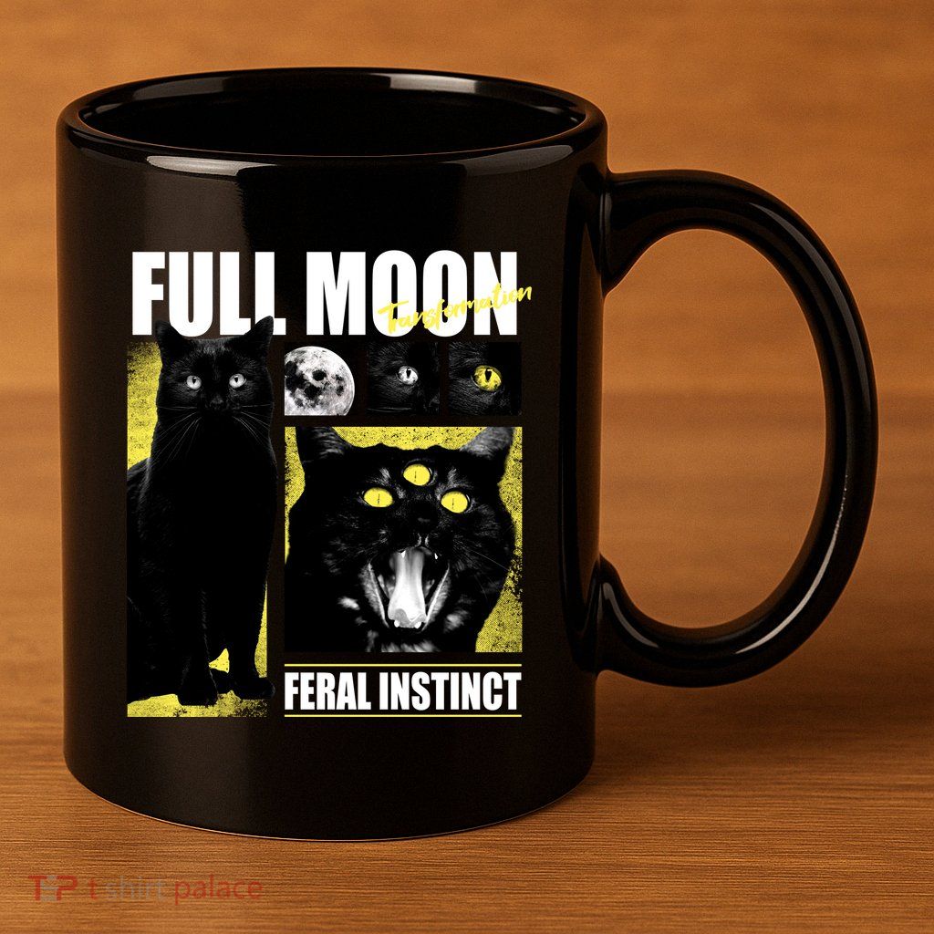 Full Moon Black Cat Transformation 11oz C Handle Ceramic Mug
