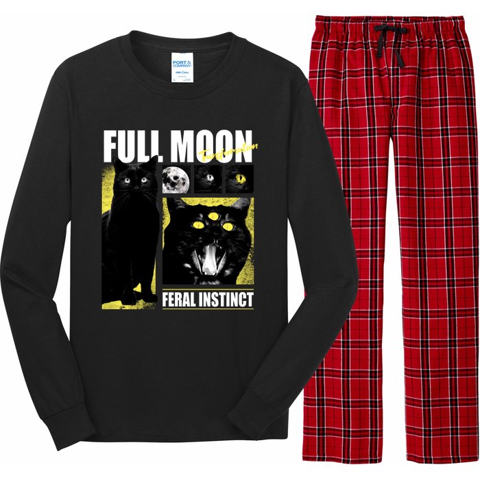 Full Moon Black Cat Transformation Long Sleeve Pajama Set