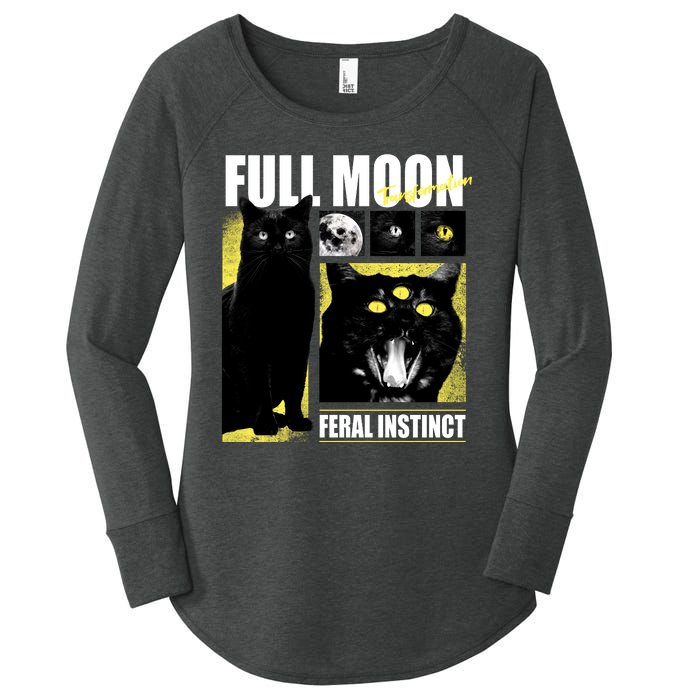 Full Moon Black Cat Transformation Women's Perfect Tri Tunic Long Sleeve Shirt